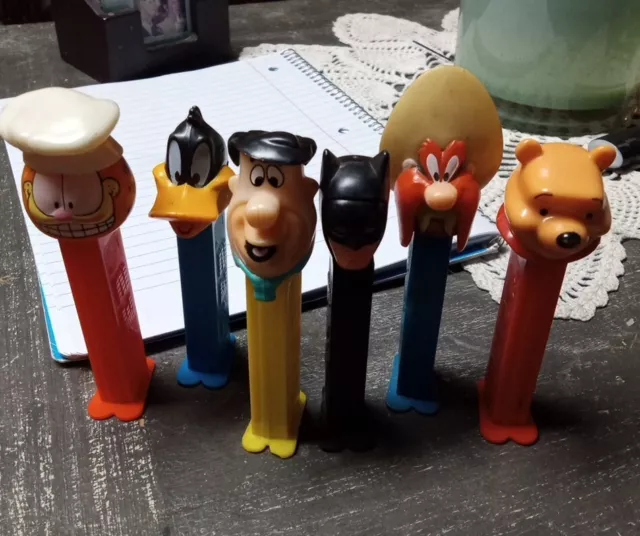 6 Vintage Pez Dispensers - Lot of 6 Disney, Warner Brothers, DC Great Condition