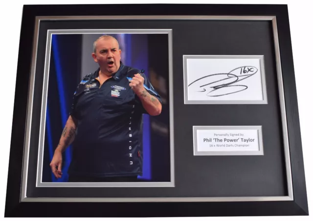 Phil The Power Taylor Signed FRAMED Photo Autograph 16x12 display Darts COA