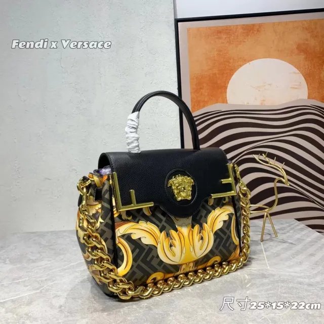 RARE Versace X Fendi Fendace Collaboration Sunshine Rainbow Shopper Tote  Bag F/S
