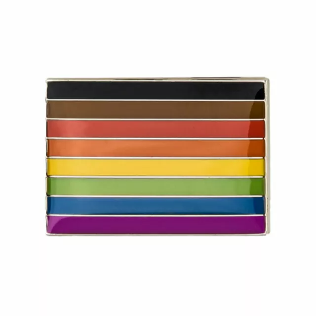 RAINBOW FLAG PIN New Inclusive Design LGBTQ Gay Lesbian Pride Black Brown Stripe