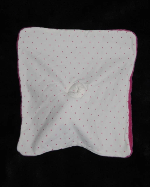 Doudou plat souris rose OBAIBI OKAIDI dessous blanc étoiles fuchsia nez gris 3