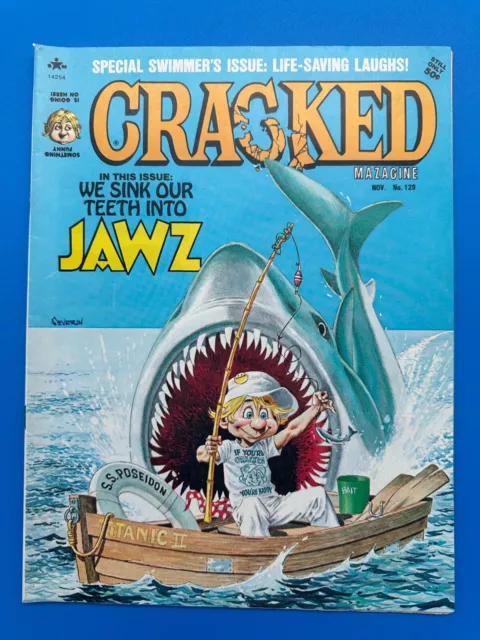 1975 CRACKED Magazine Nov. #129 Jaws Parody VF+ High-Grade copy