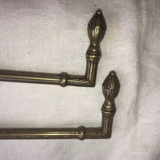 Vintage PAIR French Antique Brass Drapery Curtain Holdback Towel Hook Victorian 2