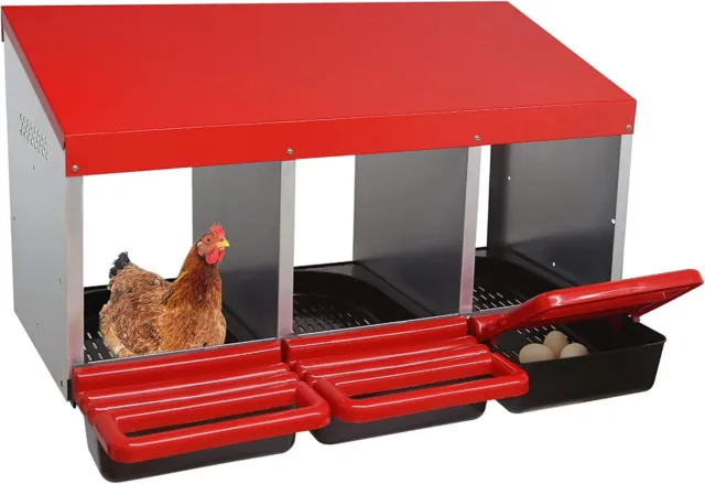 ZenxyHoC Chicken nesting Boxes, 3 Hole Metal chicken Egg Laying Box