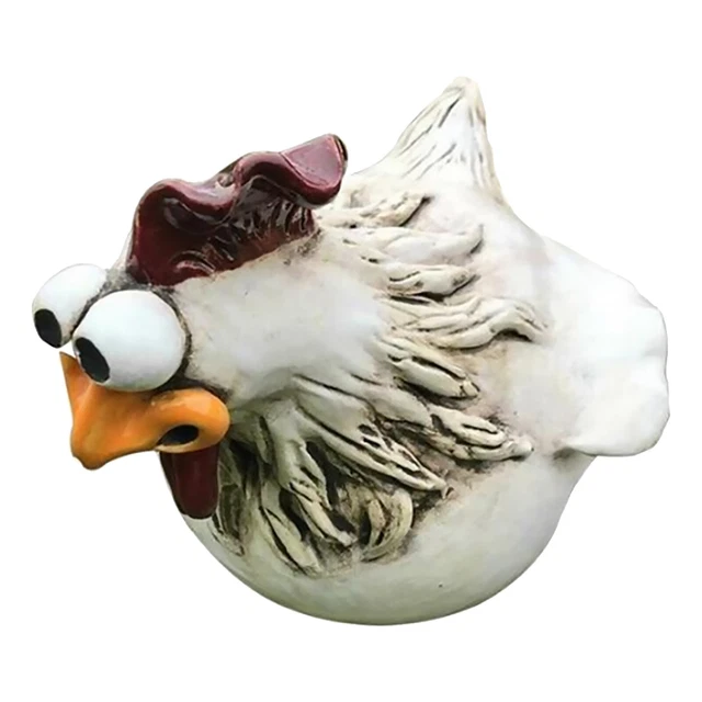 Chicken Fence Statues - Funny Big-Eyes Chicken Hen Sculpture for Garden Decor