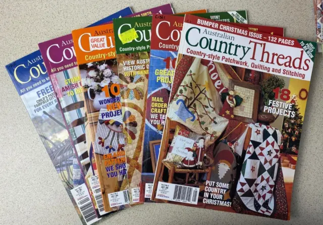 Country Threads Magazines X 6 Craft Projects Patterns Patchwork Stitching Quilts