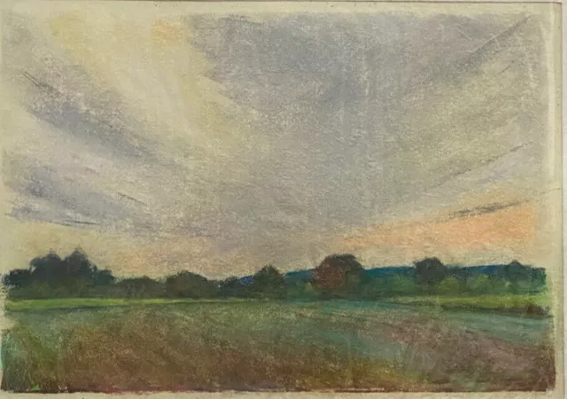 Franz Ehmke 1928 -2018 Berlin Blankenfelde Sunset Pastel Autographed