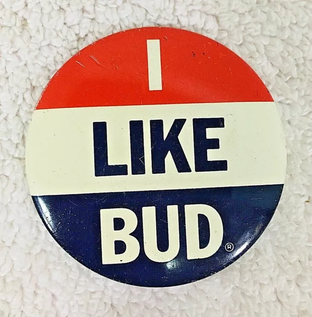 Vintage Budweiser Pinback Button "I like Bud"