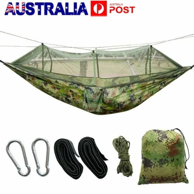 Double Person Travel Outdoor Camping Tent Hanging Hammock Bed Mosquito Net AU