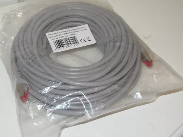 InLine Patch POE cable RJ-45 (M) to RJ-45 (M) 20m SFTP CAT 6 molded grey