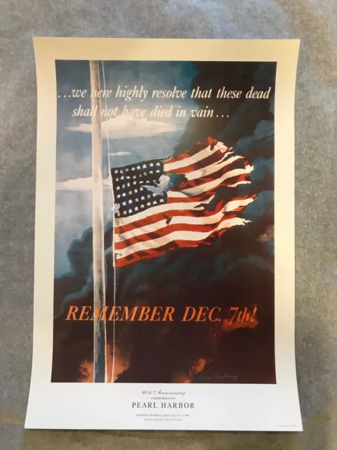 Vintage WW2 Poster "REMEMBER DEC 7TH! Pearl Harbor 60th Commemeration