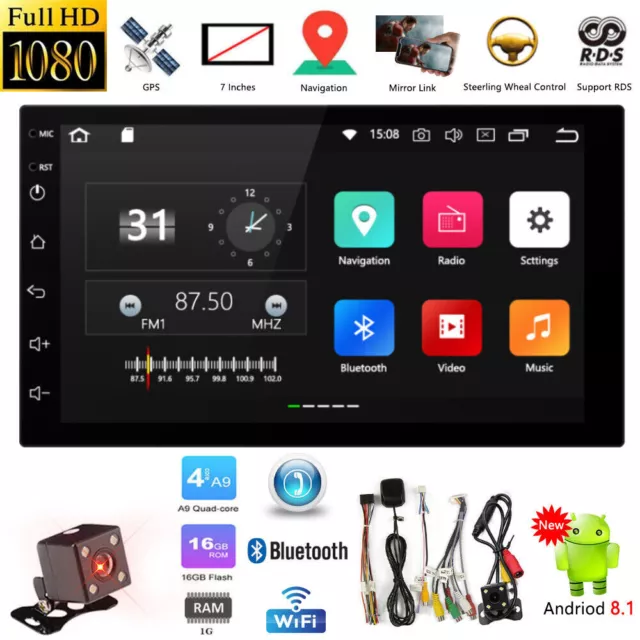 7'' DOUBLE 2 Din Android 10.0 Quad Core Car Stereo MP5 Player GPS FM Radio  WiFi £58.99 - PicClick UK