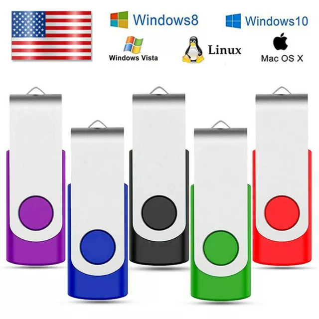 5/10 Pack USB 2.0 Flash Drives Rotating Swivel Memory Sticks Thumb Pen Drive LOT