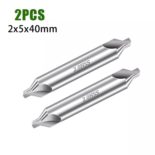 Professional A type Center Drill Bit 2PCS Set High Speed Steel 2 0x5 0x40mm