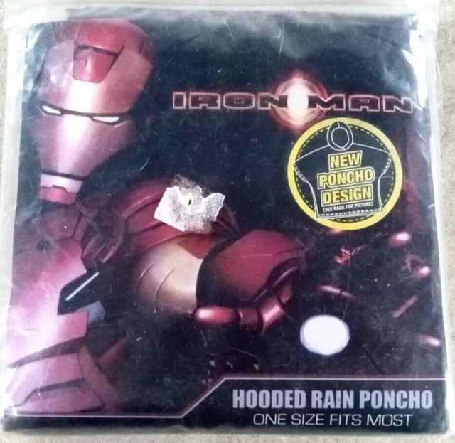 Iron Man Hooded Rain Poncho Design One Size Fits Most