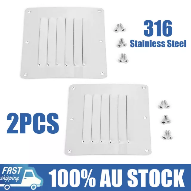 2X Stainless Steel Air Vent Grille Wall Ducting Cover Ventilation Louvre Boat