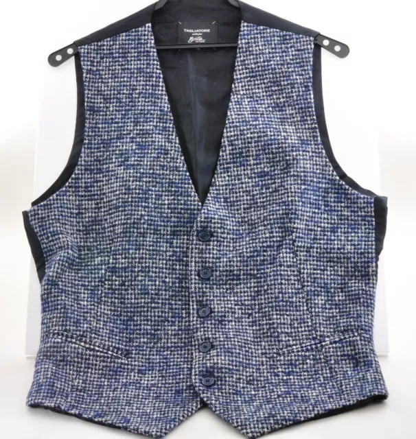 TAGLIATORE Brilla per il gusto Vest Wool Angora Tweed V neck Size 46 Men's #Z669