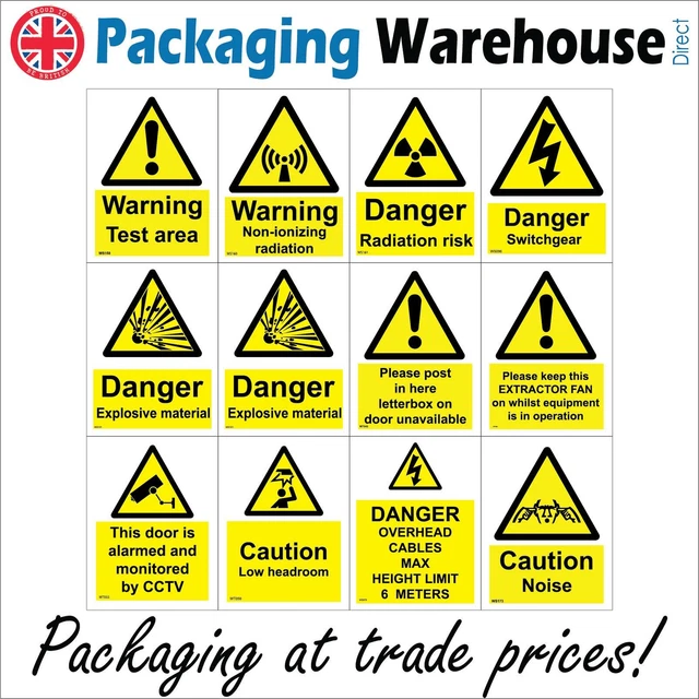 Post Risk Notification. Sign DANGER WARNING SIGNS Test Area Radiation Risk Switchgear Explosive Post ...
