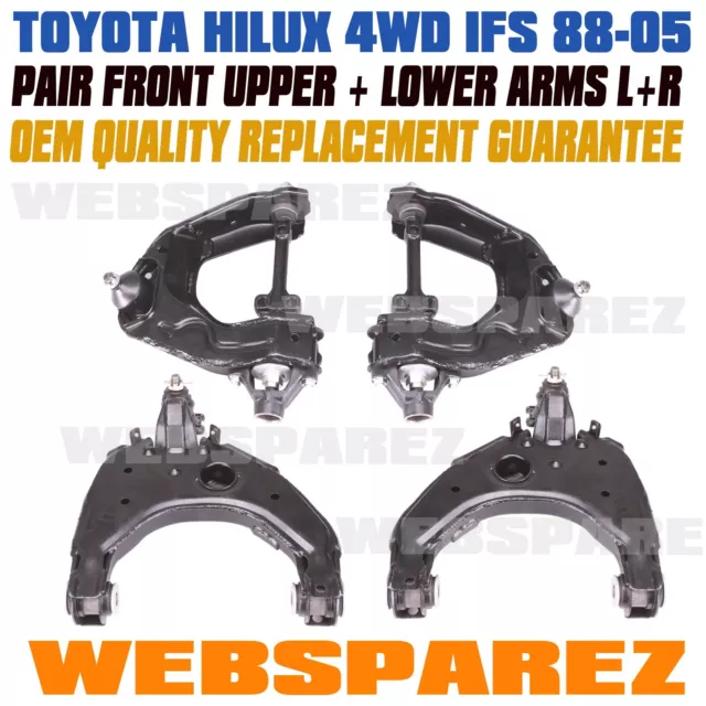 Front LOWER & UPPER Control Arm For Toyota Hilux 4WD IFS Ute w/ Ball Joint Bush