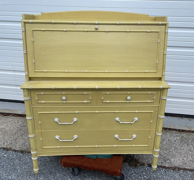 Vintage THOMASVILLE ALLEGRO BAMBOO SLANT FRONT DESK BOHO, Origpaint, fine cond. Vintage THOMASVILLE ALLEGRO BAMBOO SLANT FRONT DESK BOHO, Origpaint, fine cond.