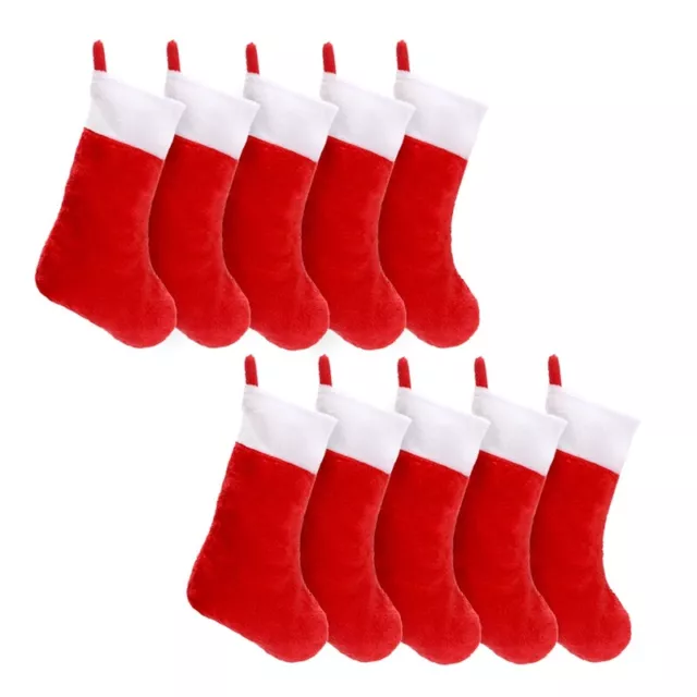 10 STÜCKE Roter Filz WeihnachtsstrüMpfe WeihnachtsstrüMpfe Halter Socken Ho3116