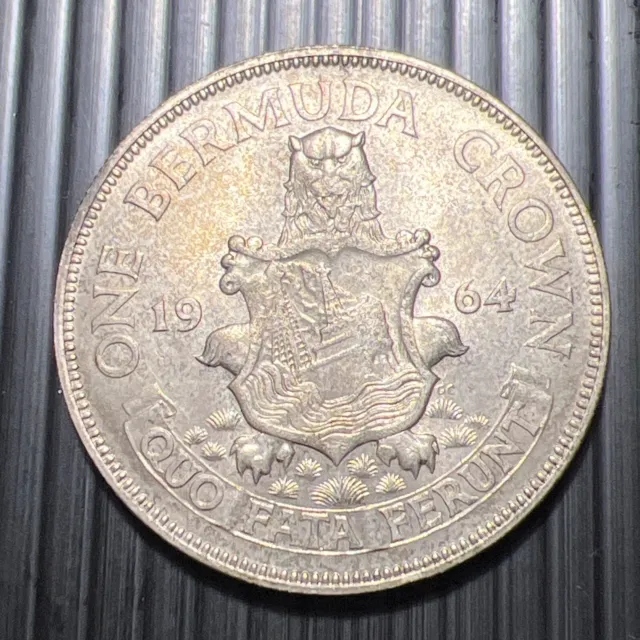 Bermuda Silver Crown AU Circulated silver crown, Queen Elizabeth II - Dated 1964