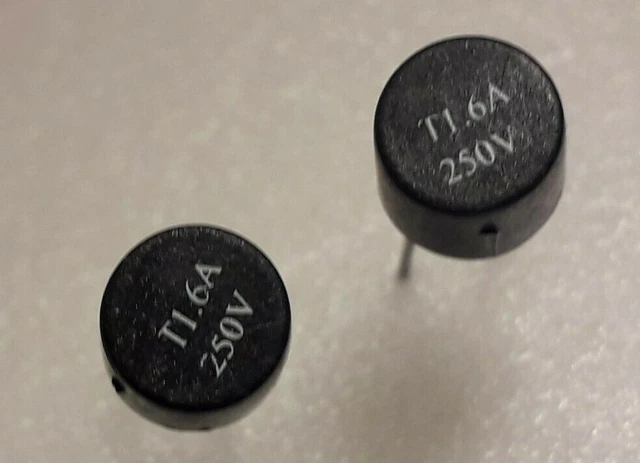 2X Fusible TR5. 1.6A.250V.TEMPORISE.T1.6A250V.Diametre 8,5mm.