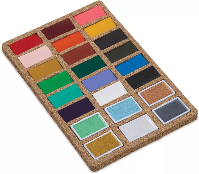 Viviva Watercolour Paint Set 24 Lightfast & Vivid Colours. Cork Palette VV276068