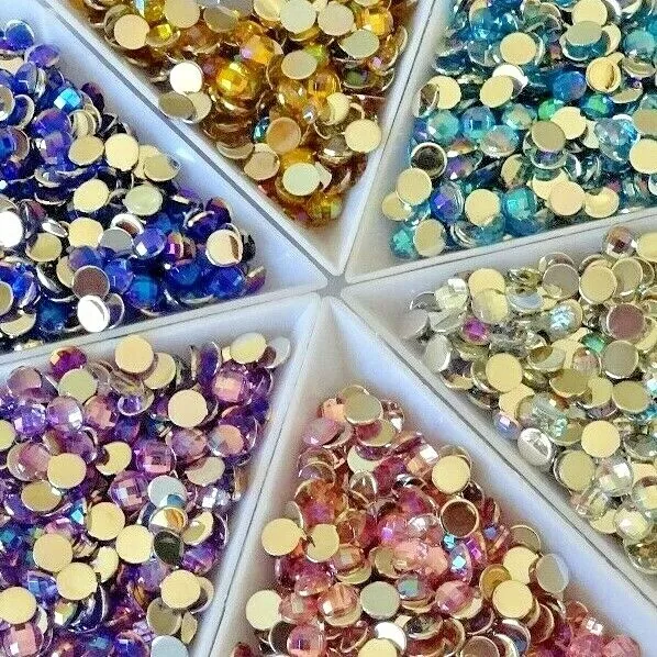 5mm 300pcs Shiny AB Round Strass Acrylic Crystal Gem Non-Hotfix Rhinestones