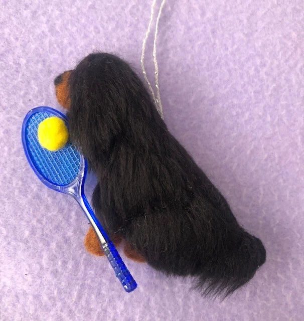 Cavalier King Charles Spaniel  Tennis Player / Racket -Part Needle Felted Dog.