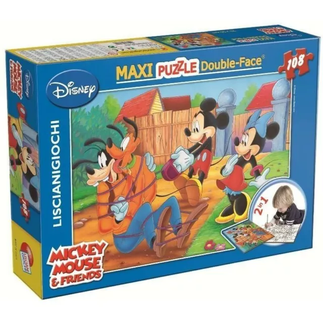 LISCIANI Mickey and Friends Floor 108 Pieces Double-Face Puzzle 70x50 cm