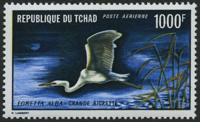 TSCHAD 399 **, 1971, 1000 Fr. Silberreiher, Pracht, Mi. 75.-