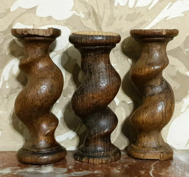 8 Barley twist turned spindle Column Antique french oak architectural salvage 4" 7