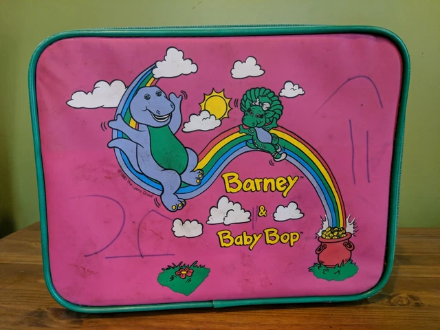 VINTAGE 1993 BARNEY & Baby Bop Kids Luggage Suitcase Collectible