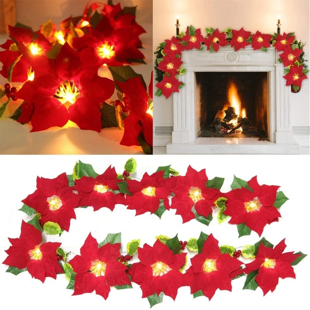 Cadena de luces de flores cuerda boda interior estrella de Navidad corona de Navidad