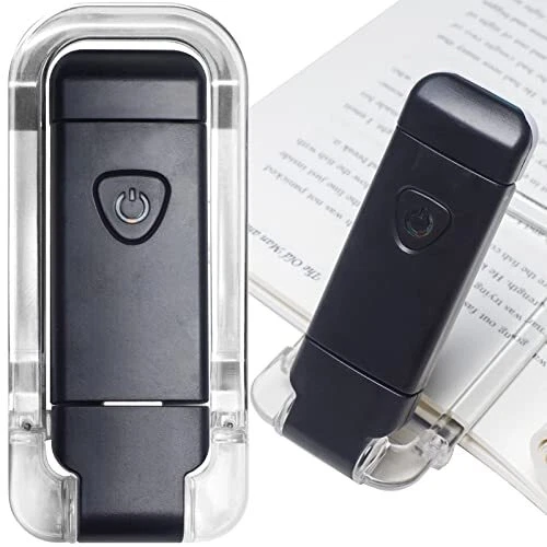 Book reading light, Portable USB Rechargeable LED Clip on Book Lights Black