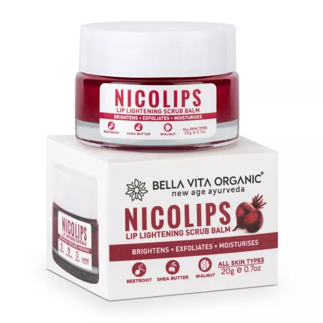 Bella Vita Organic NicoLips Lip Scrub Balm Brightening Dark Lips for Unisex 20g