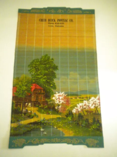 VINTAGE Bamboo Scroll Advertising - Crete Nebraska - Buick Pontiac Dealer - NICE