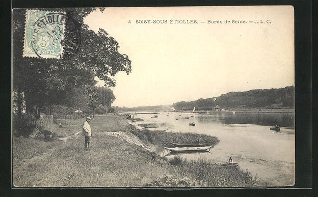 CPA Soisy-sous-Étiolles, Bords de Seine 1906