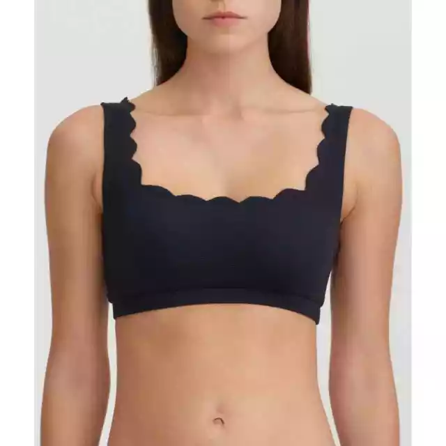 Marysia Swim Palm Springs Top Black Scalloped Edge Pullover Swimsuit Size XS 2