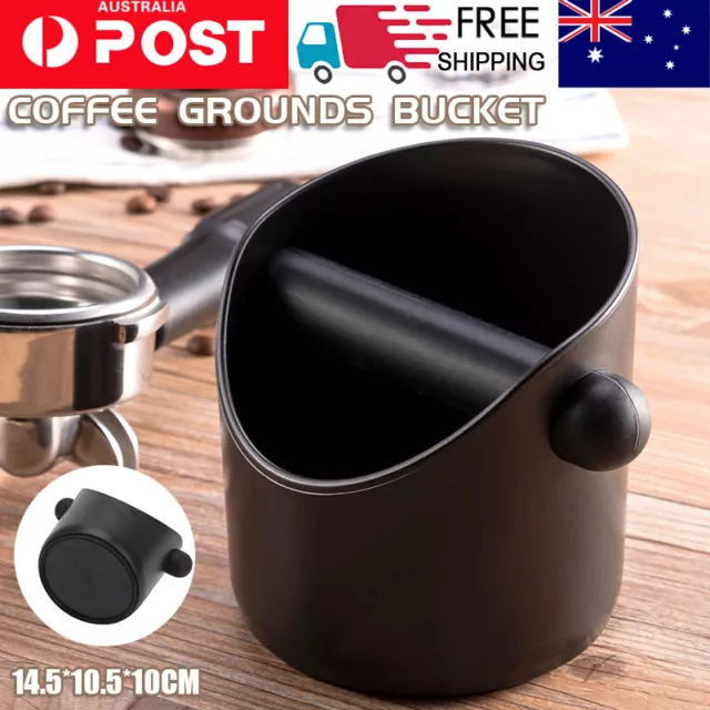 Coffee Waste Container Grinds Knock Box Tamper Tube Bin Black Bucket AU Stock