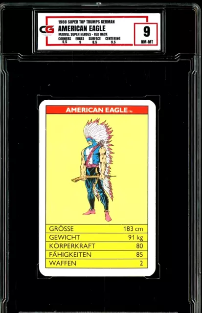 4x7 Large 1988 Super Top Trumps German Super Heroes Red Back American Eagle CG 9