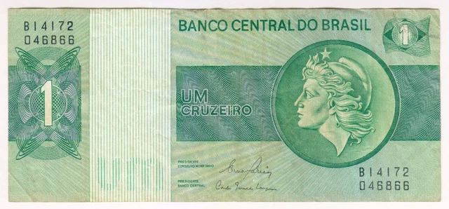 1970 Brasil 1 Cruzeiros - Low Start - Paper Money Banknotes