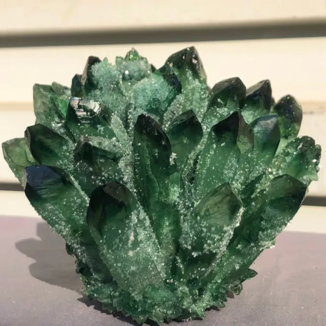 589g  New Find Green Phantom Quartz Crystal Cluster Mineral Specimen Healing