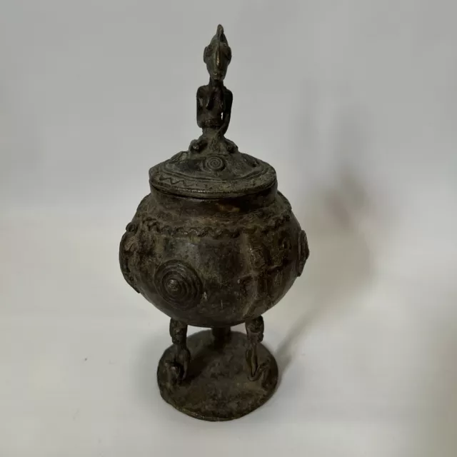 Ifugao Shaman Bulul With Bowl & Lid, 9” Early 1900S