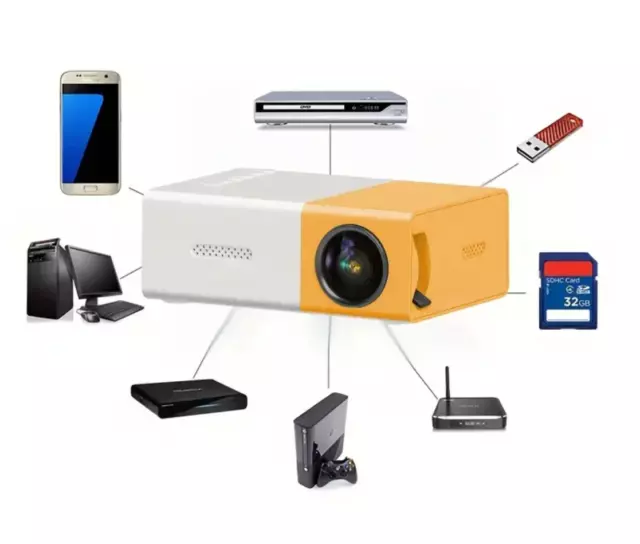 Mini Videoproiettore Portatile Led Con Zoom 1080P Full Hd Av/Usb/Tft Telecomando