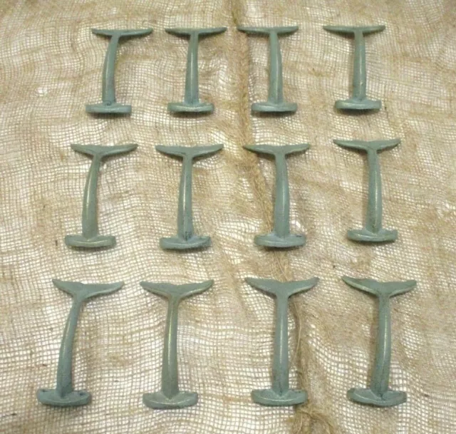 12 Nautical Coat Hooks Hat Tail Sea Ocean Whale Tale Dolphin Cast Iron Towel