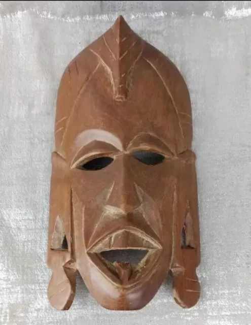 Vintage Hand Carved Tribal African Mask Wall Hanging Wood Mask Besmo Kenya 30 cm