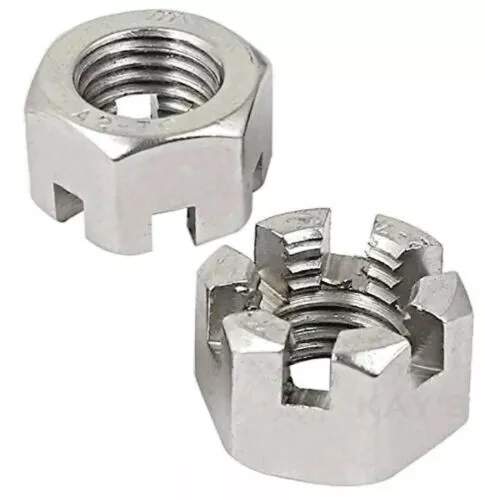 M5 M6 M8 M10 M12 M16 M20 Castle Nuts Slotted Hexagon Metric A2 Stainless Steel
