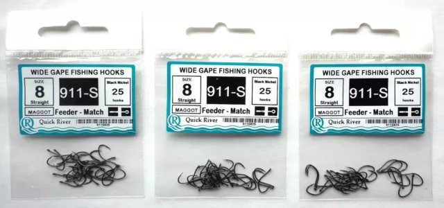 FEEDER MATCH 75-25 FISHING HOOKS Size #8 10 11 №911S Black Nickel for maggot 2